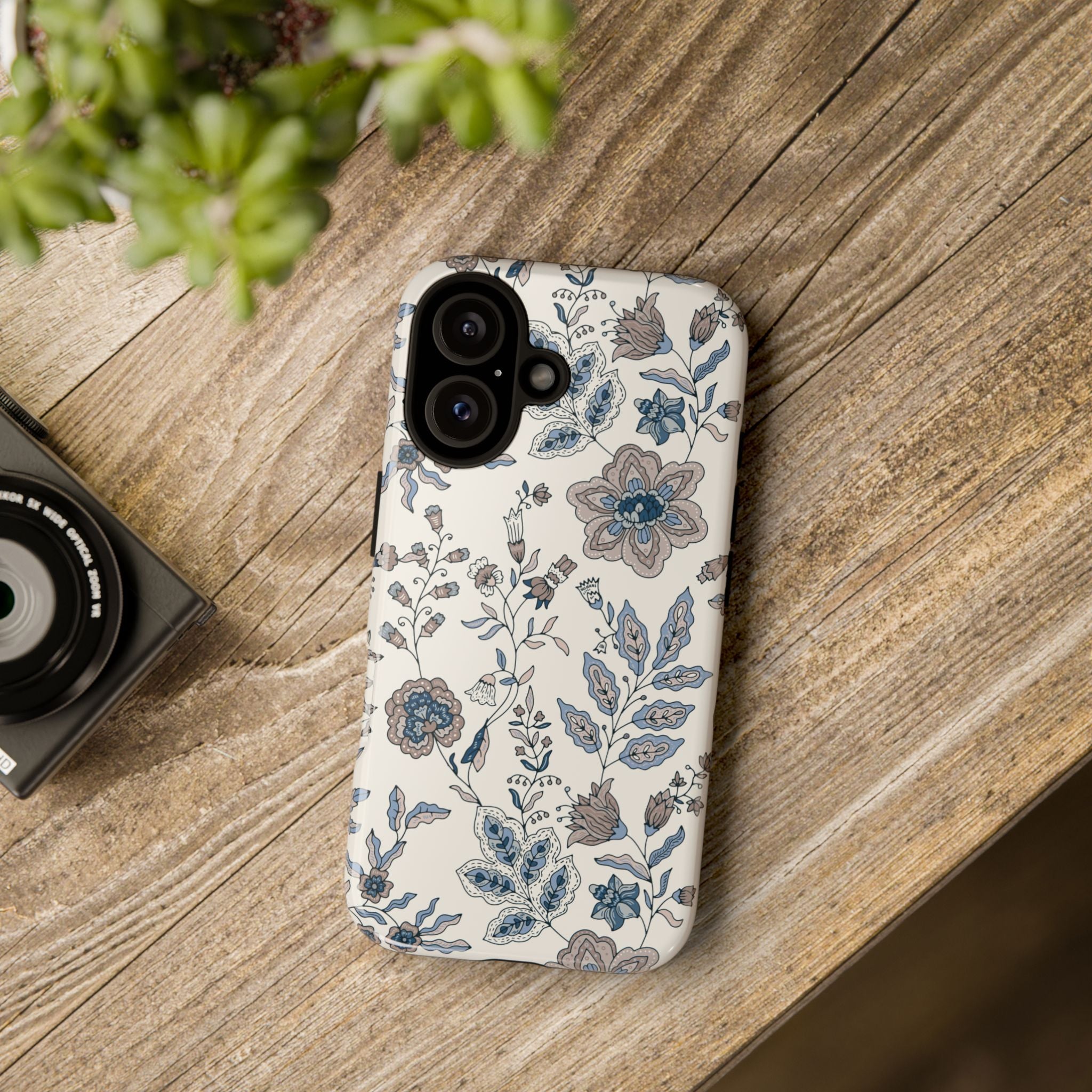 Floral Vintage Blue Tough Phone Case