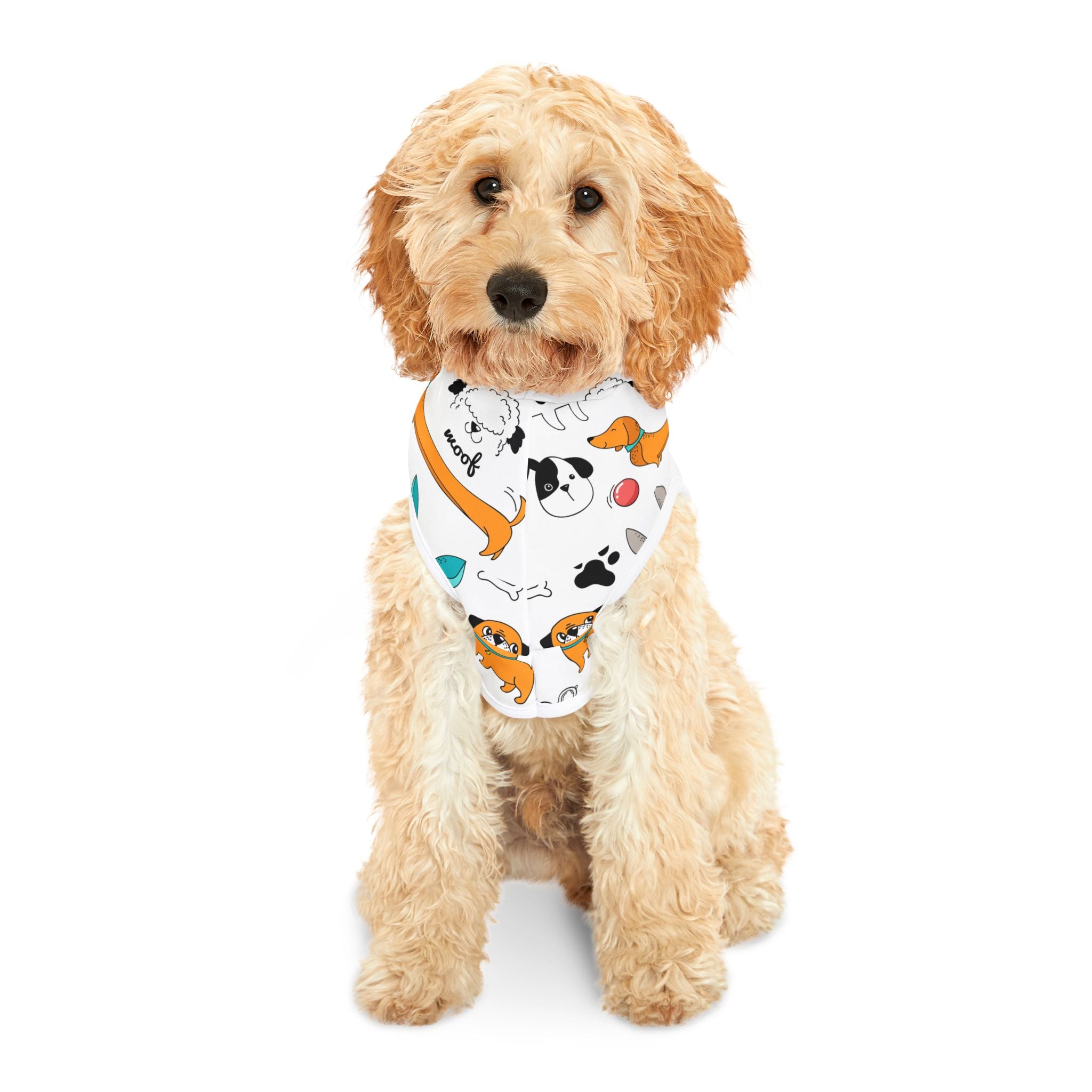 Dog Pattern Pet Hoodie — Cute Cartoon Puppies Print Warm Puppy Hoodie