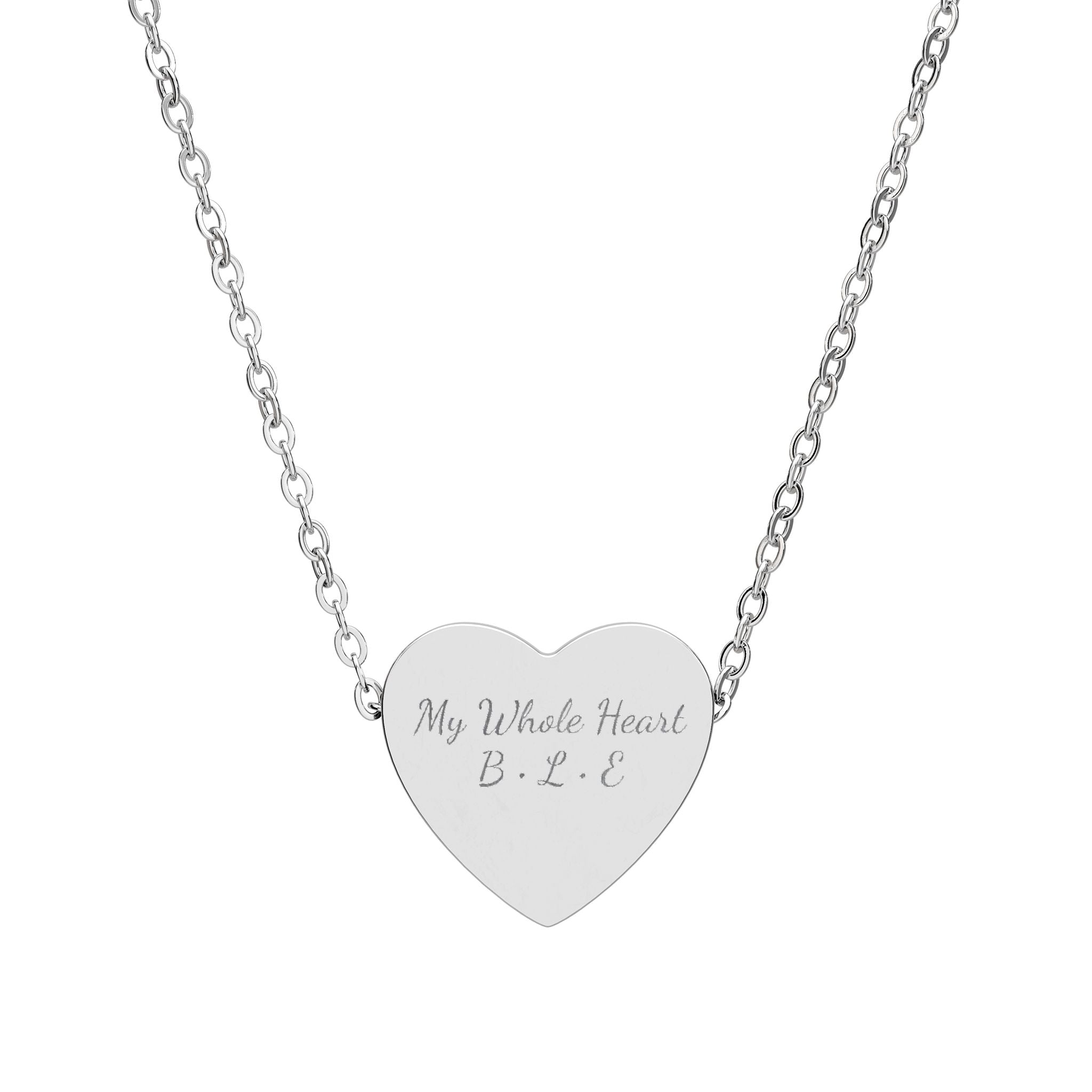 Engravable Heart Necklace — Personalized Sterling & Rose Gold Pendant