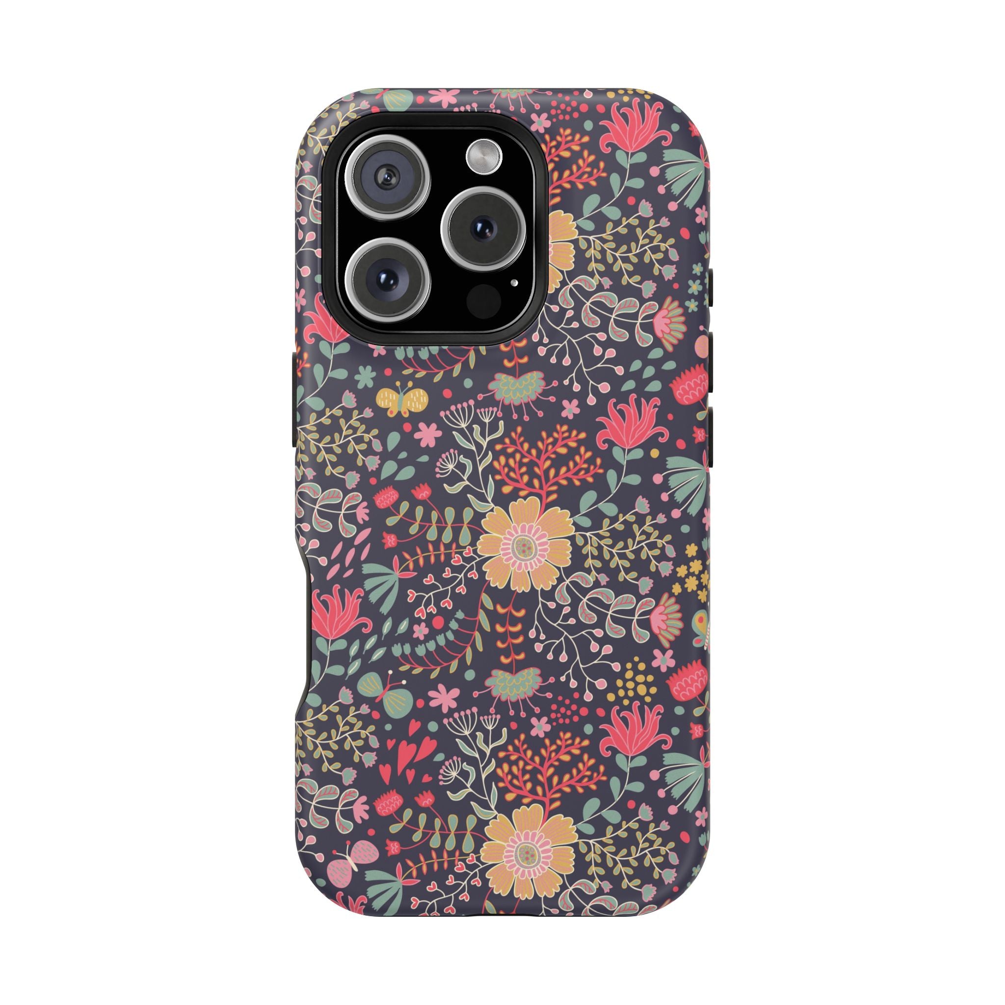 Floral Pattern Impact-Resistant Phone Case — Durable Protective Floral iPhone Cover