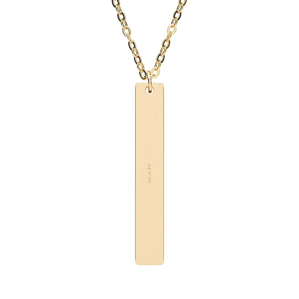Engravable Vertical Bar Necklace — Personalized Stainless Steel Pendant (Silver or Rose Gold)
