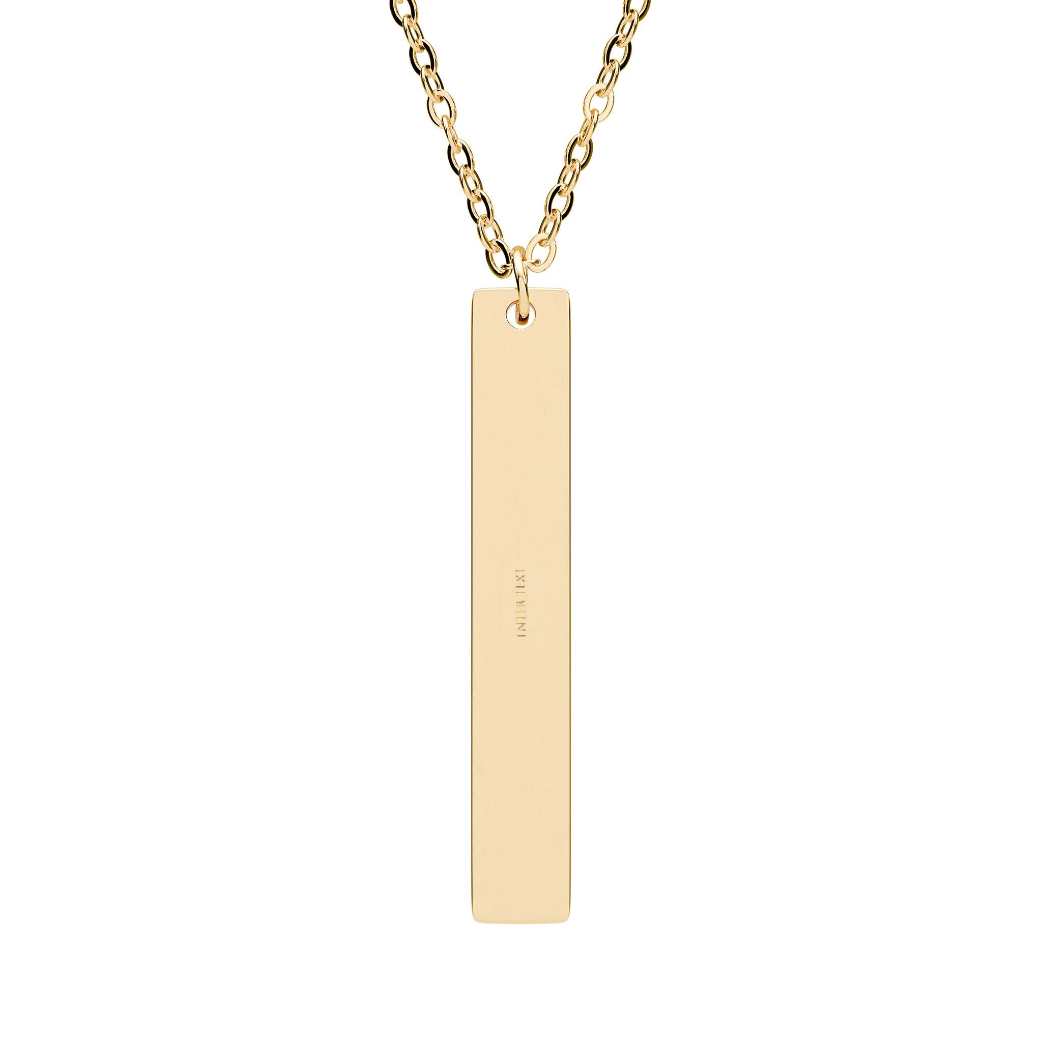 Engravable Vertical Bar Necklace — Personalized Stainless Steel Pendant (Silver or Rose Gold)