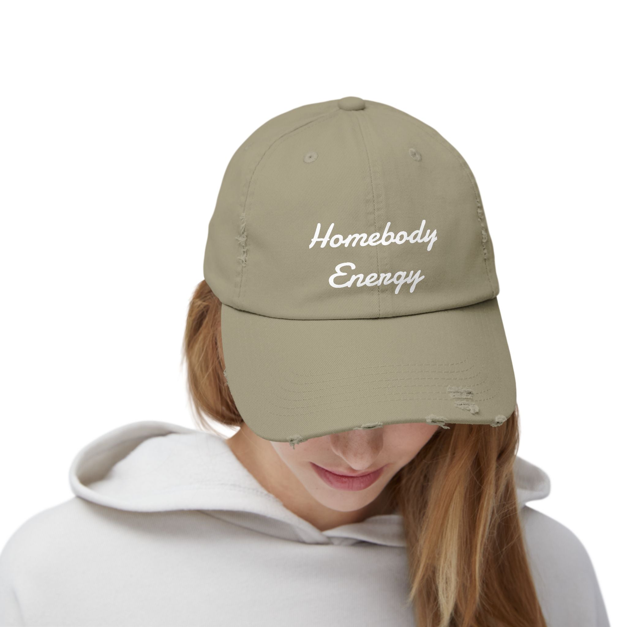Homebody Energy Distressed Cap — Cozy Casual Baseball Hat