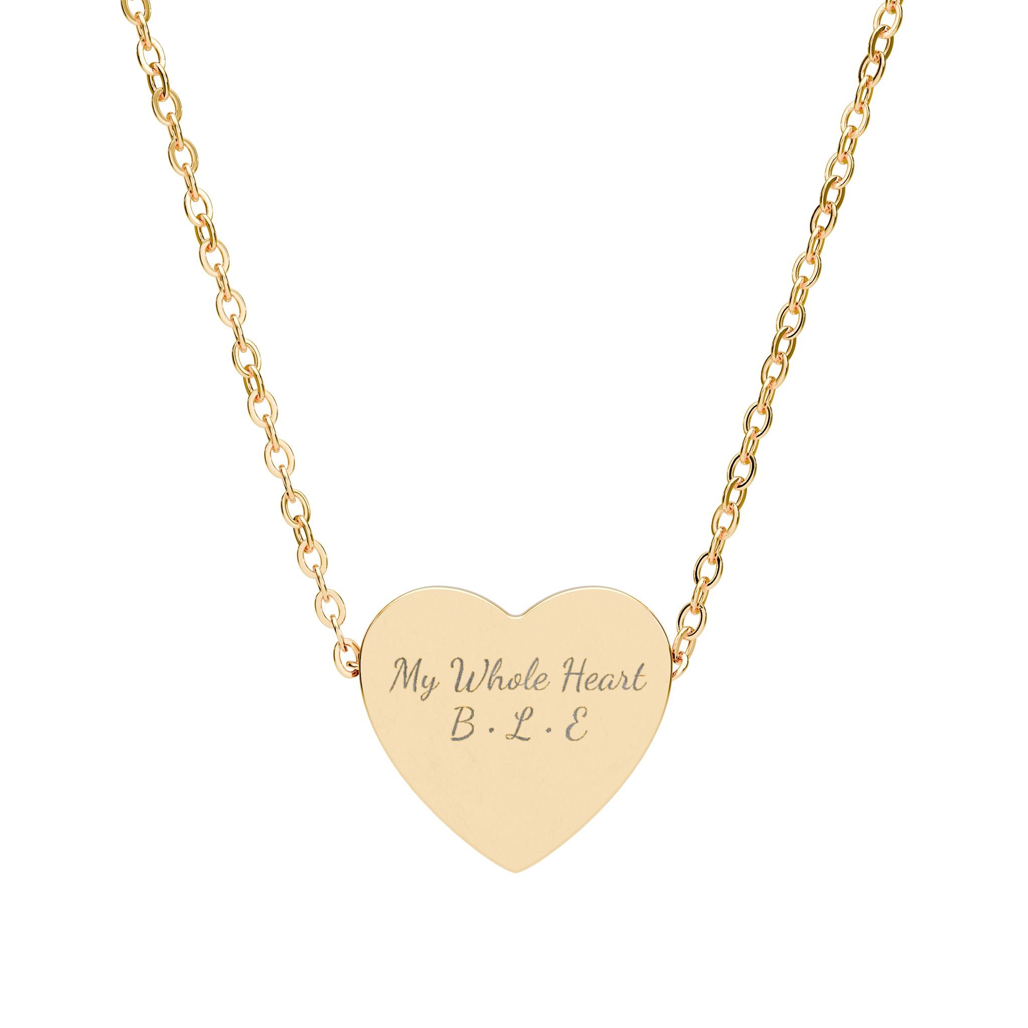 Engravable Heart Necklace — Personalized Sterling & Rose Gold Pendant