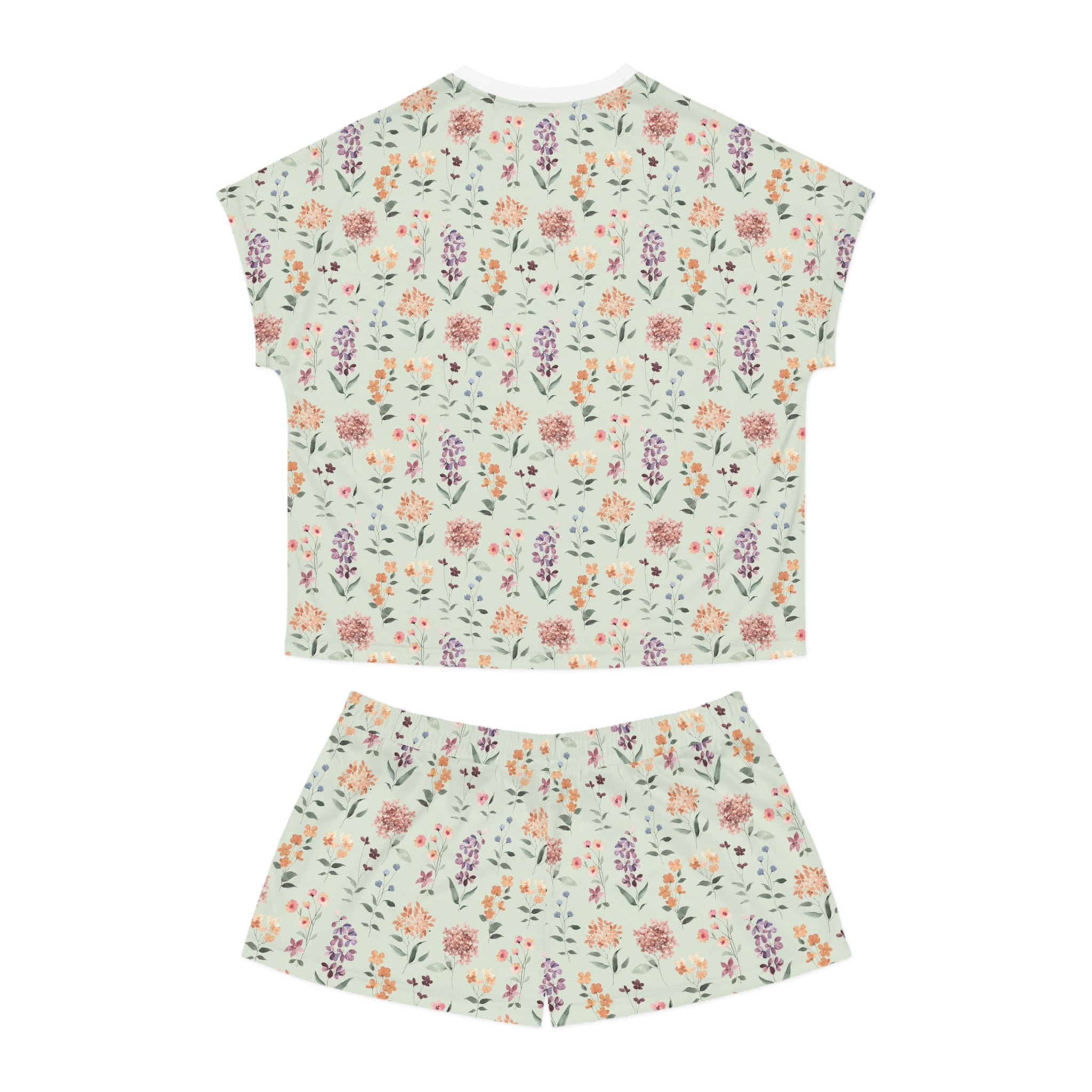 Floral Cream Women's Short Pajama Set — Soft Pastel All-Over Print Sleepwear