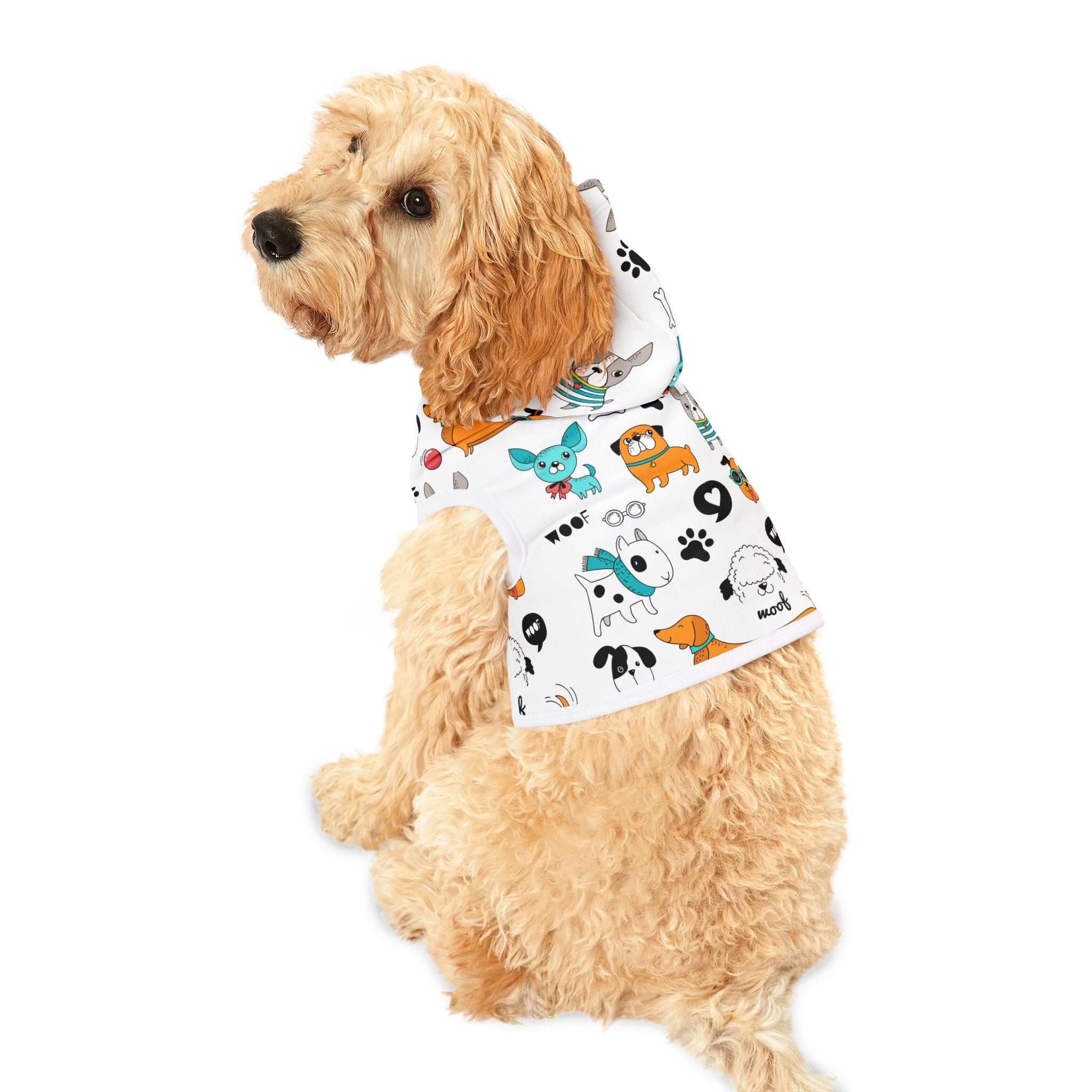 Dog Pattern Pet Hoodie — Cute Cartoon Puppies Print Warm Puppy Hoodie