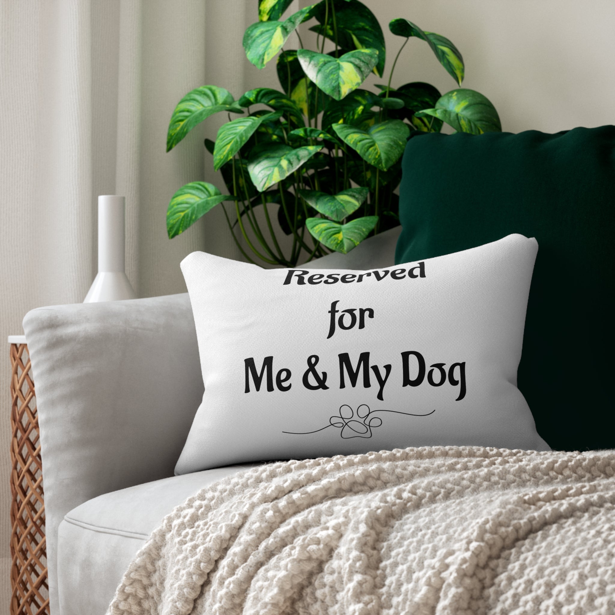 Lumbar Pillow — "Reserved for Me & My Dog" Decorative Dog Lover Accent Pillow