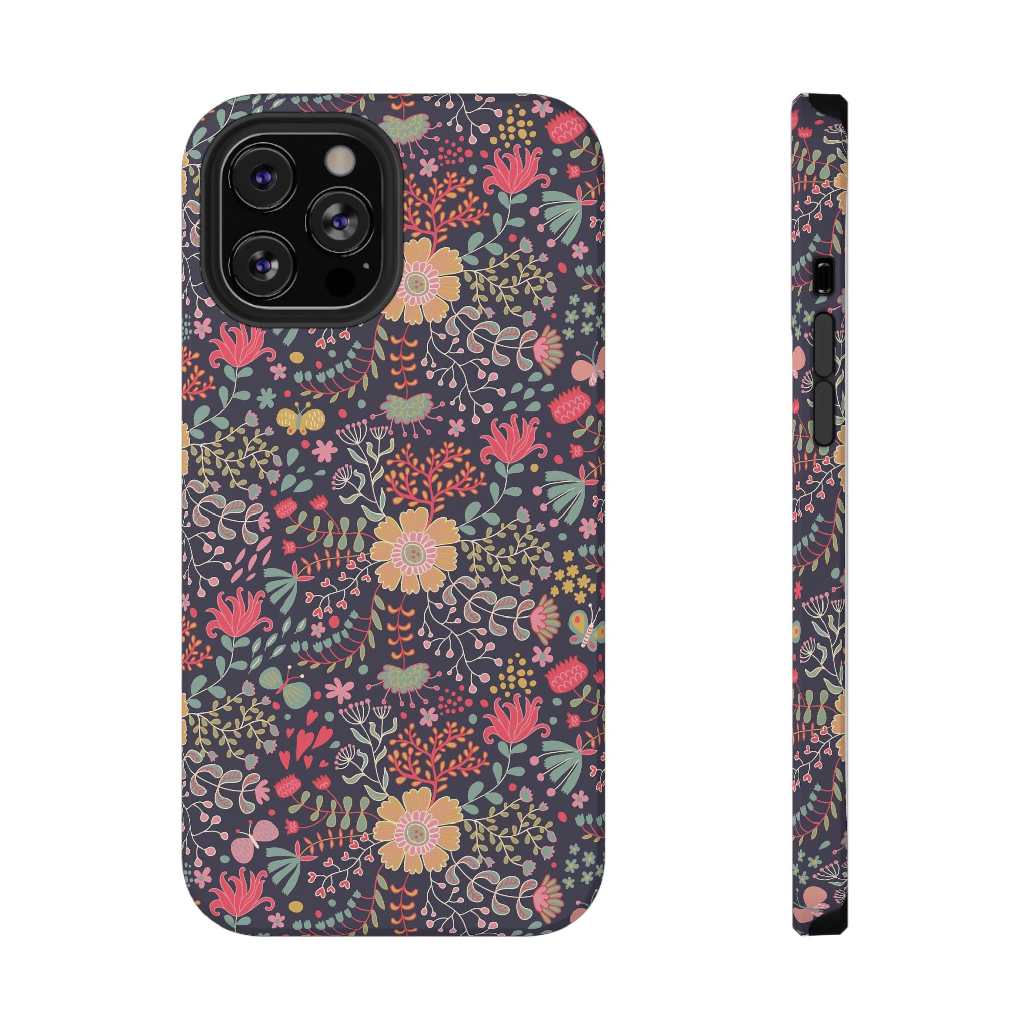 Floral Pattern Impact-Resistant Phone Case — Durable Protective Floral iPhone Cover