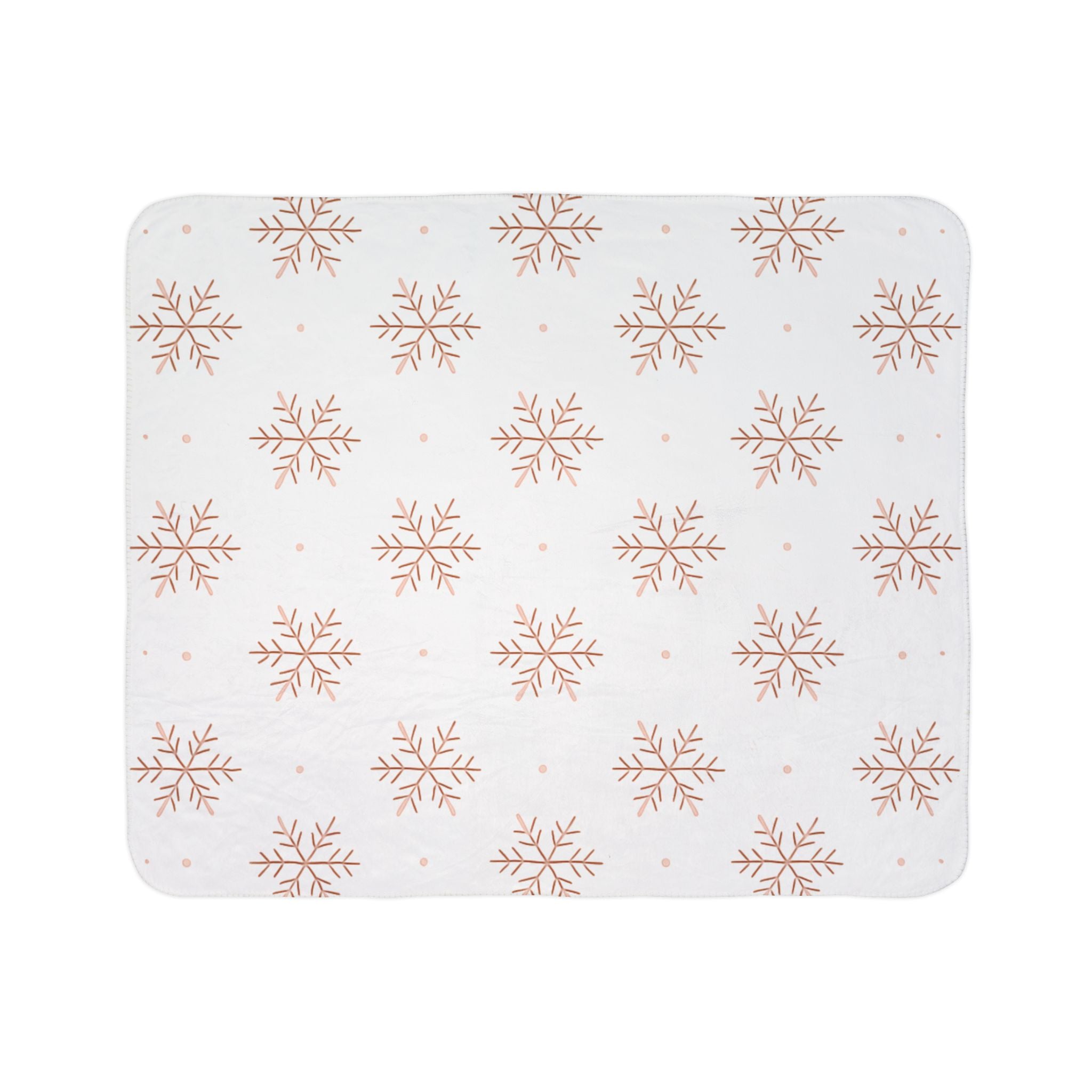 Rose Gold Snowflake Fleece Sherpa Blanket — Cozy Winter Throw for Home & Holiday Gift