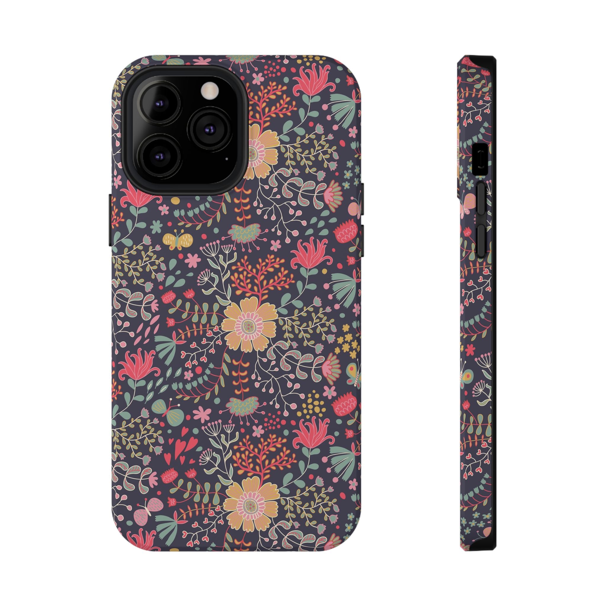 Floral Pattern Impact-Resistant Phone Case — Durable Protective Floral iPhone Cover