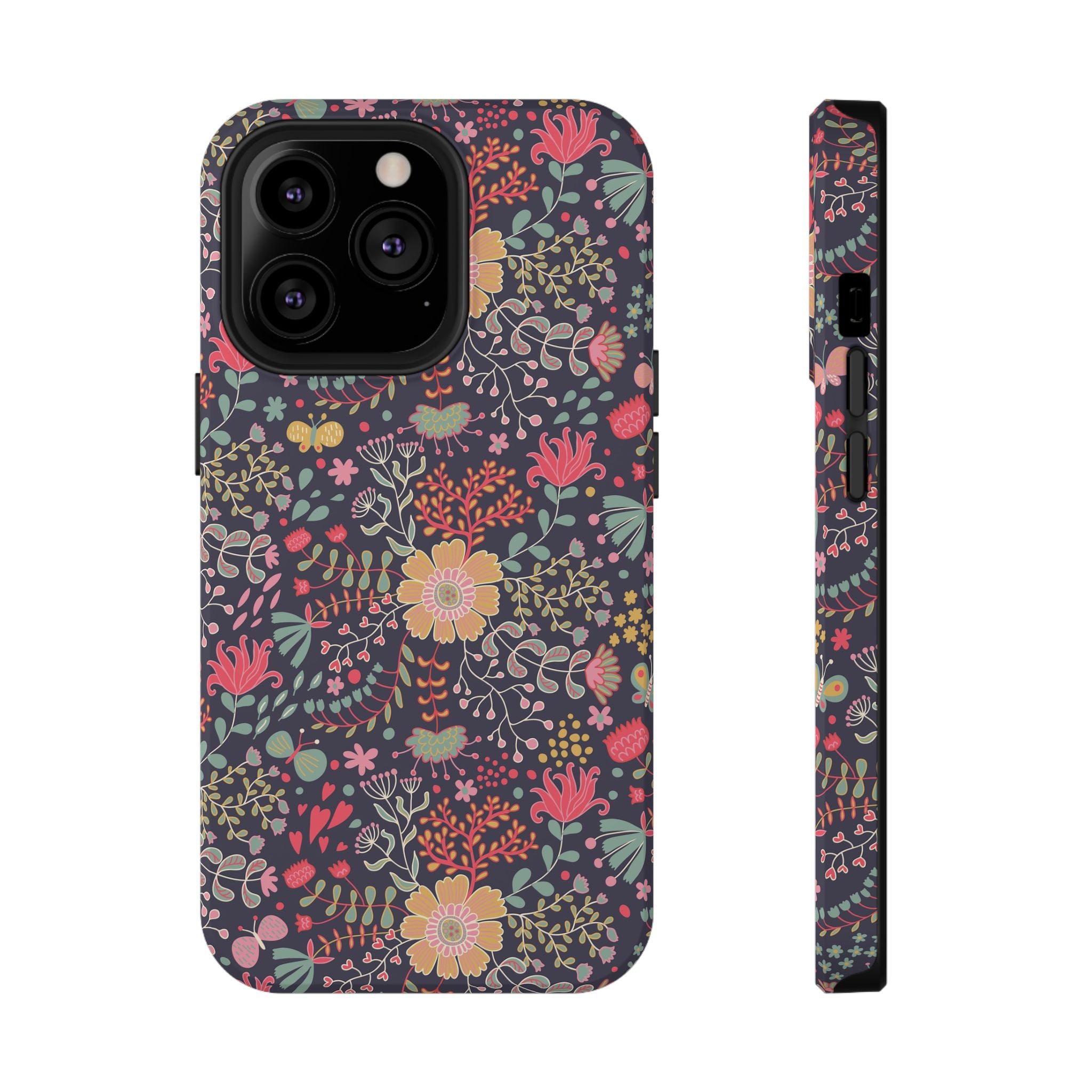 Floral Pattern Impact-Resistant Phone Case — Durable Protective Floral iPhone Cover