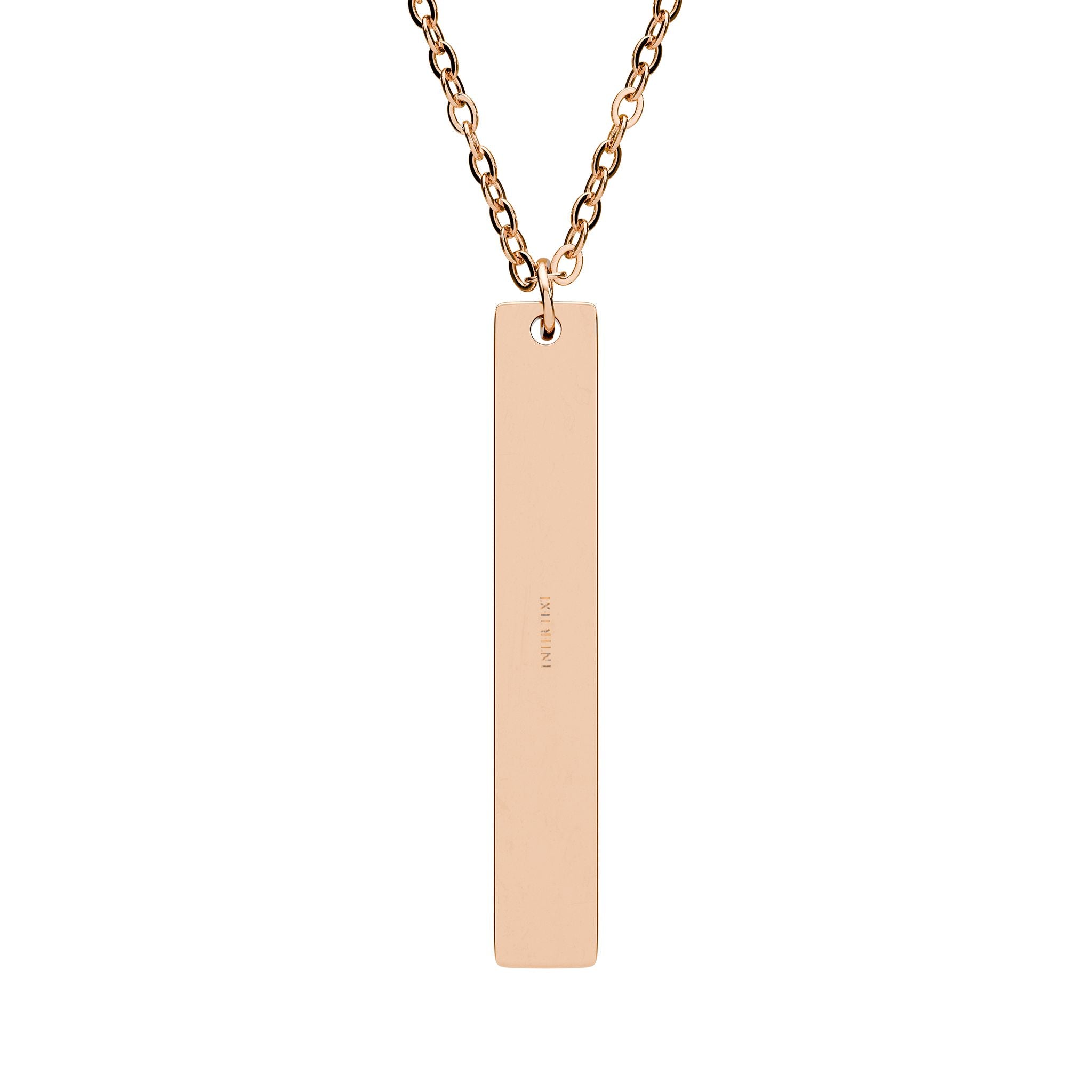 Engravable Vertical Bar Necklace — Personalized Stainless Steel Pendant (Silver or Rose Gold)