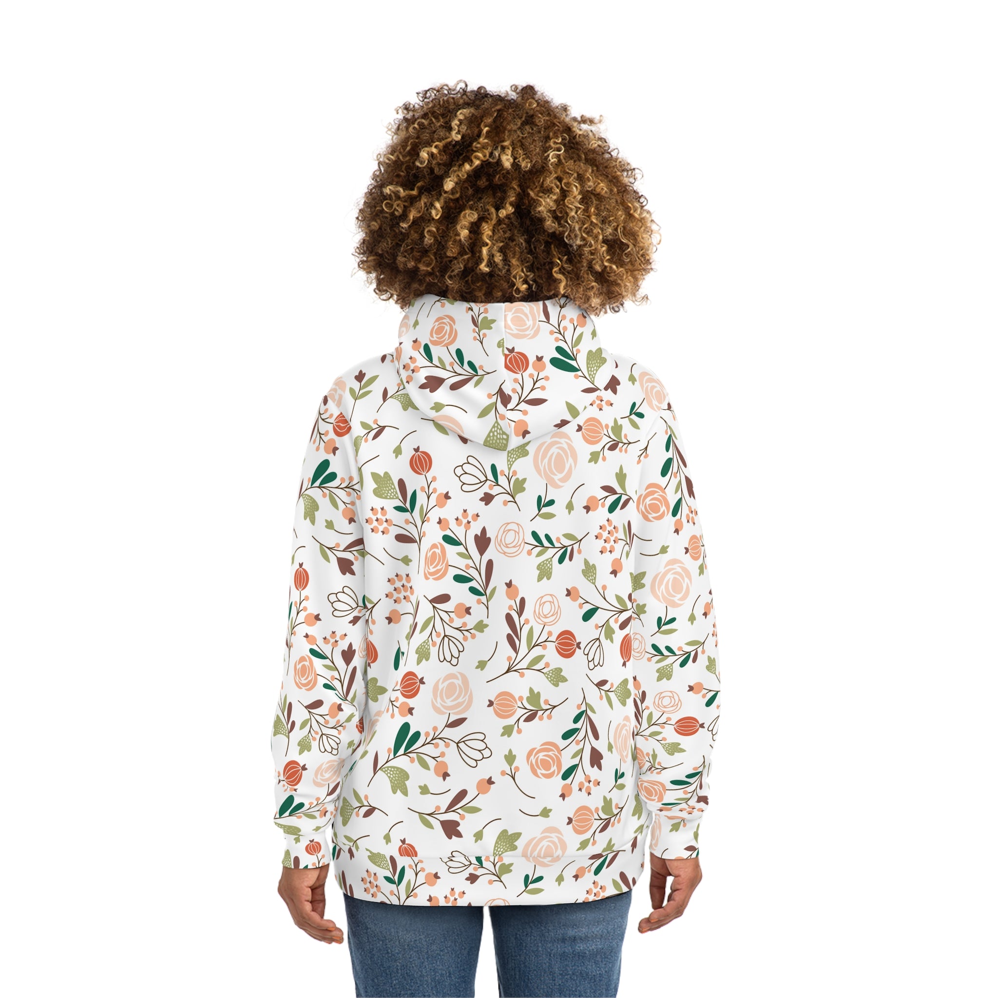 Floral All-Over Print Hoodie — Vintage Rose Botanical Pattern