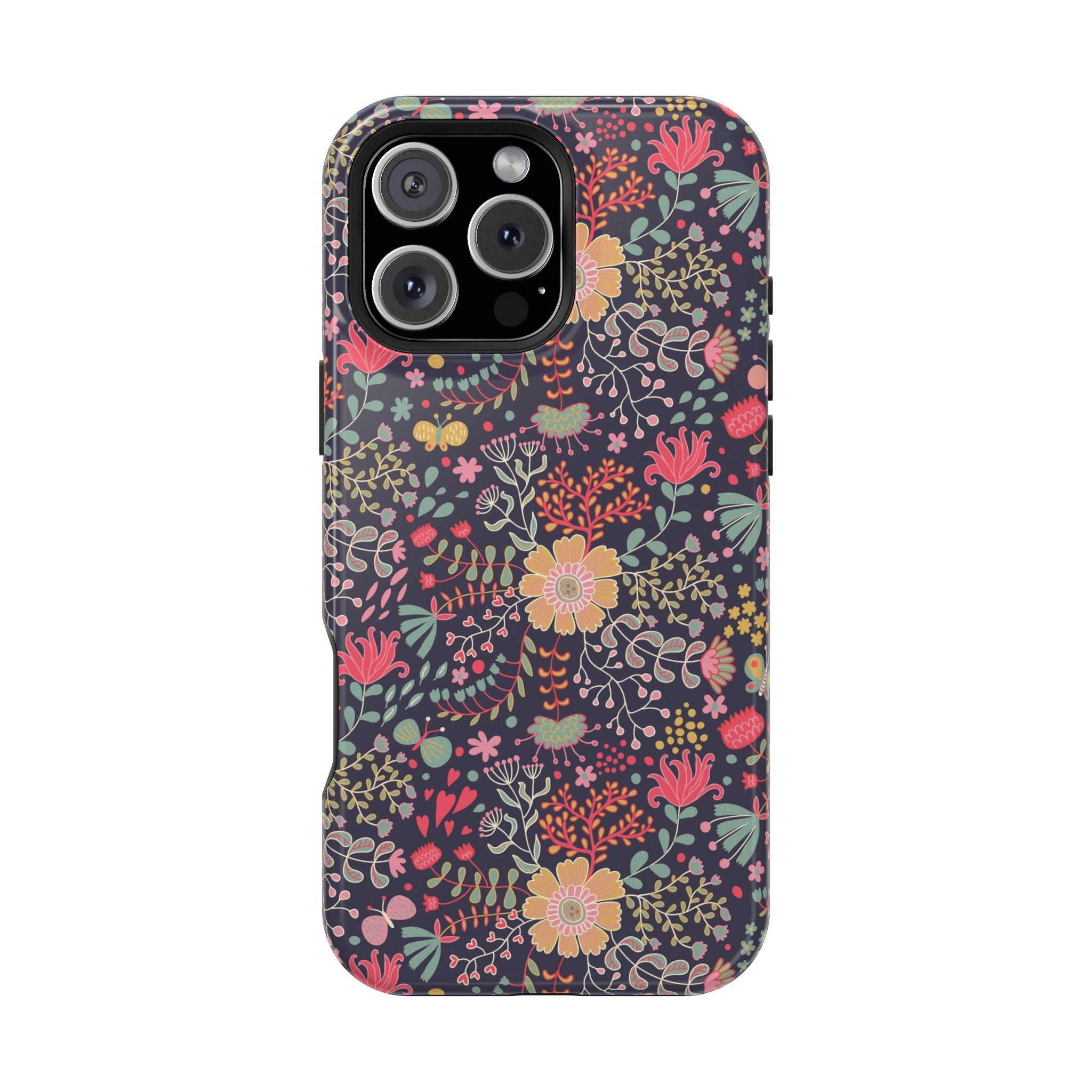 Floral Pattern Impact-Resistant Phone Case — Durable Protective Floral iPhone Cover