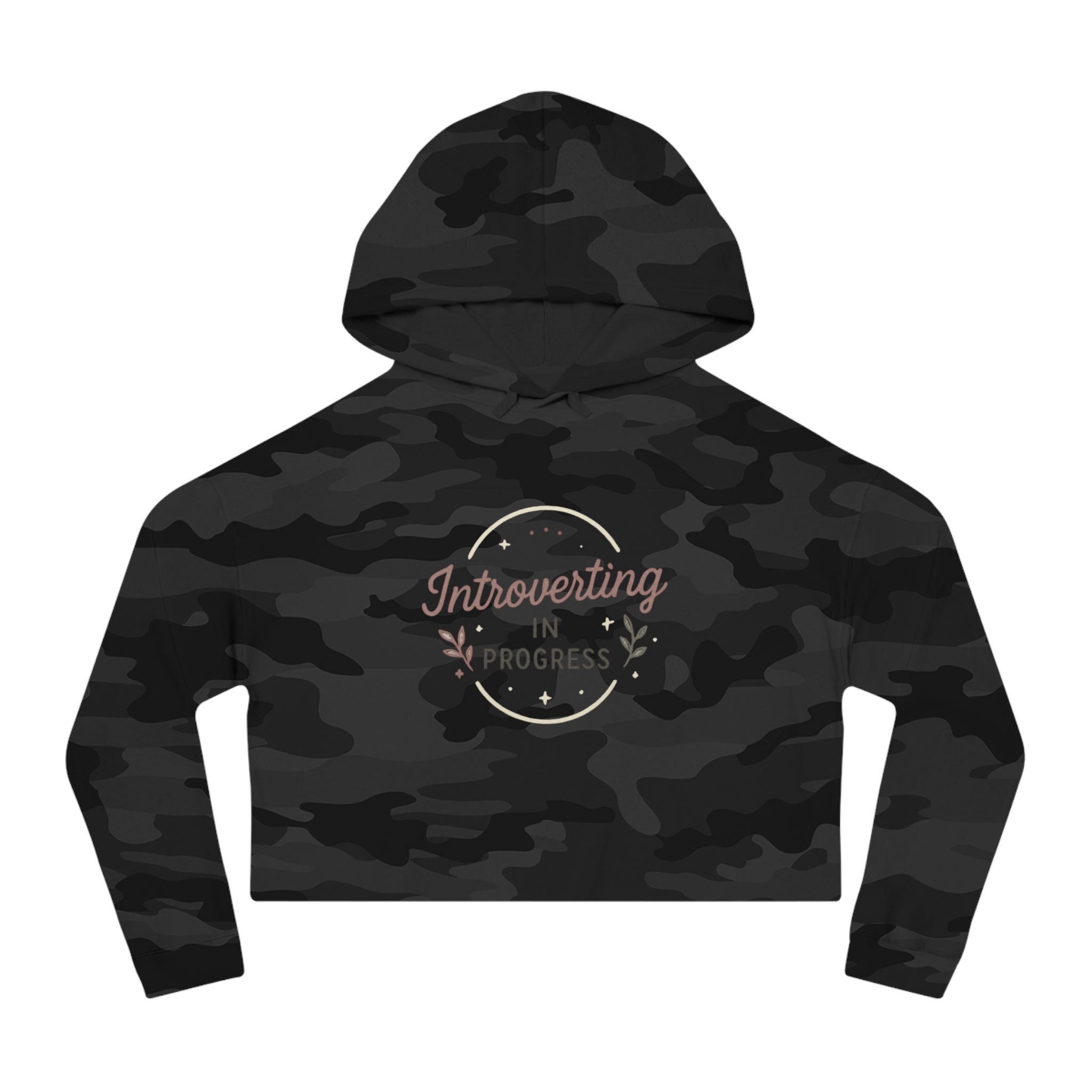 Cropped Hoodie — "Introverting in Progress" Feminine Cropped Hooded Sweatshirt