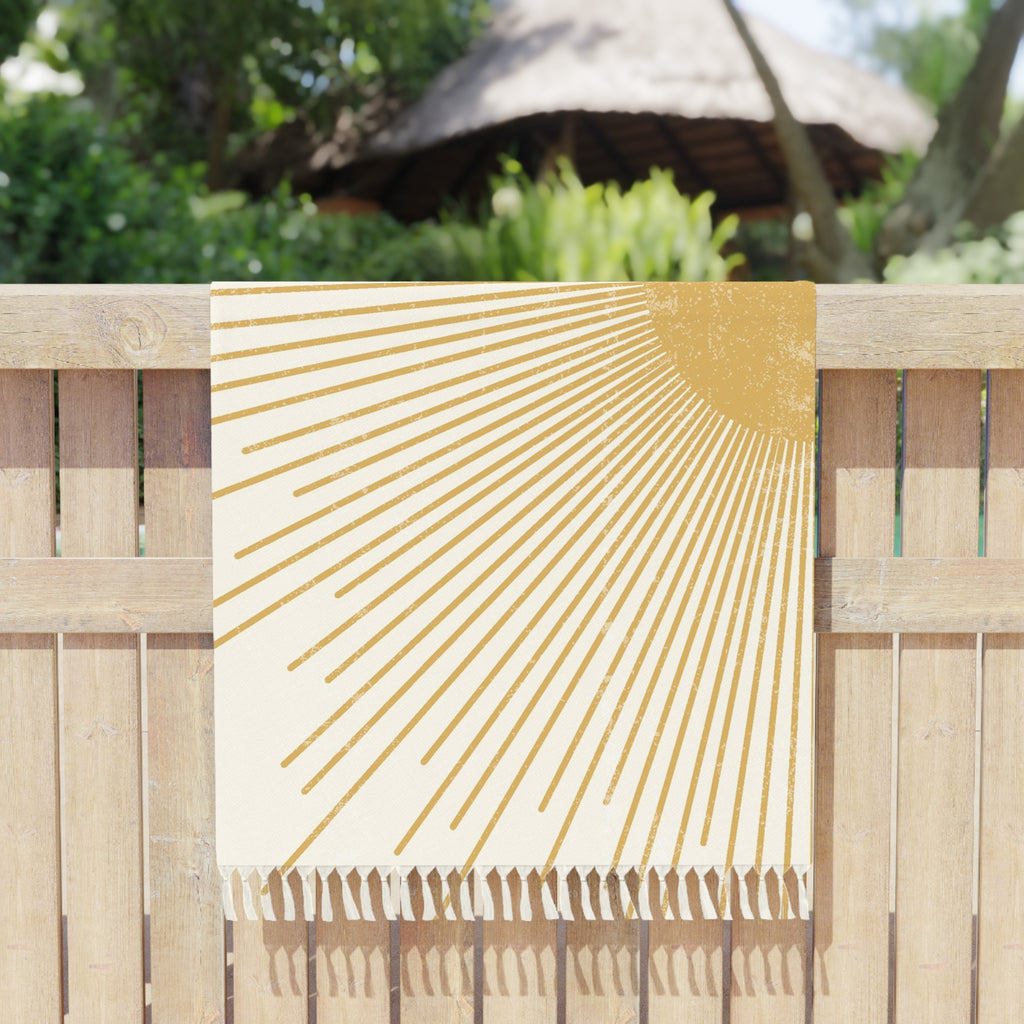 Boho Sunray Beach Towel — Fringe Turkish Towel for Summer, Pool & Vacation