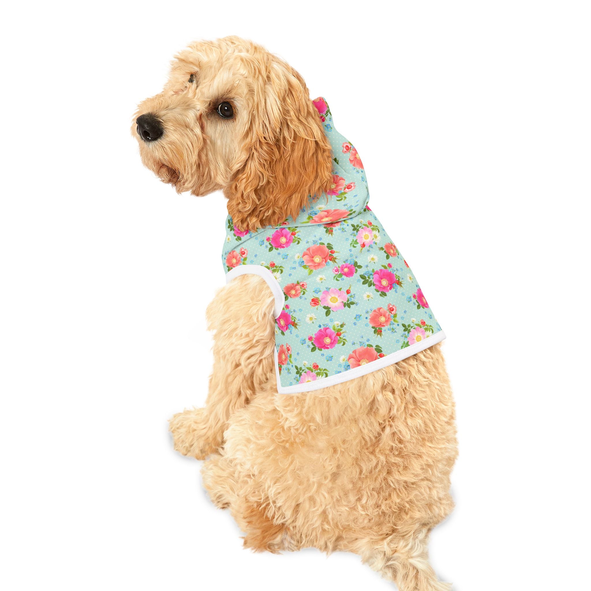 Floral Pet Hoodie — Pastel Rose Print Dog & Cat Hoodie