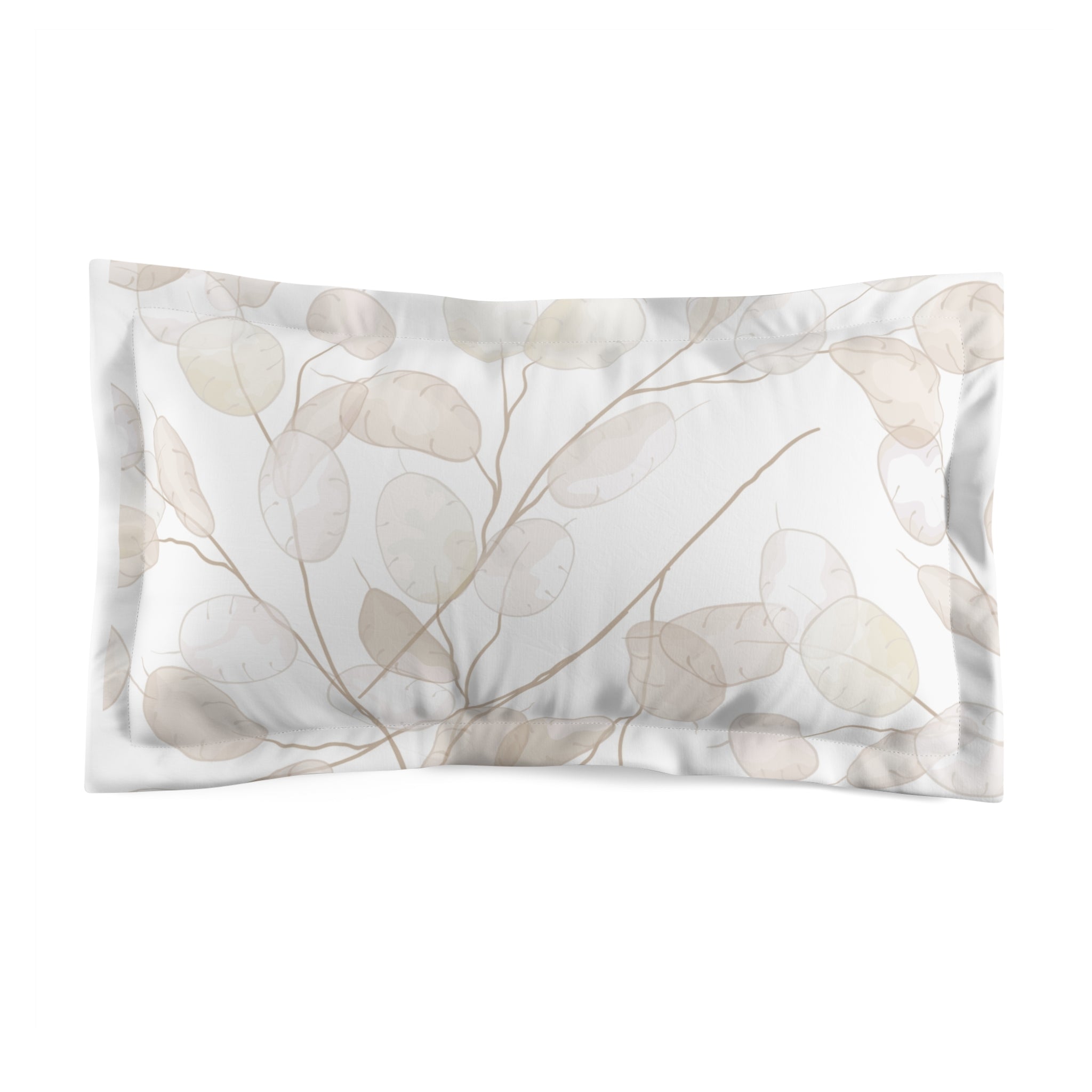 Botanical Linen-Style Microfiber Pillow Sham – Neutral Eucalyptus Leaf Print