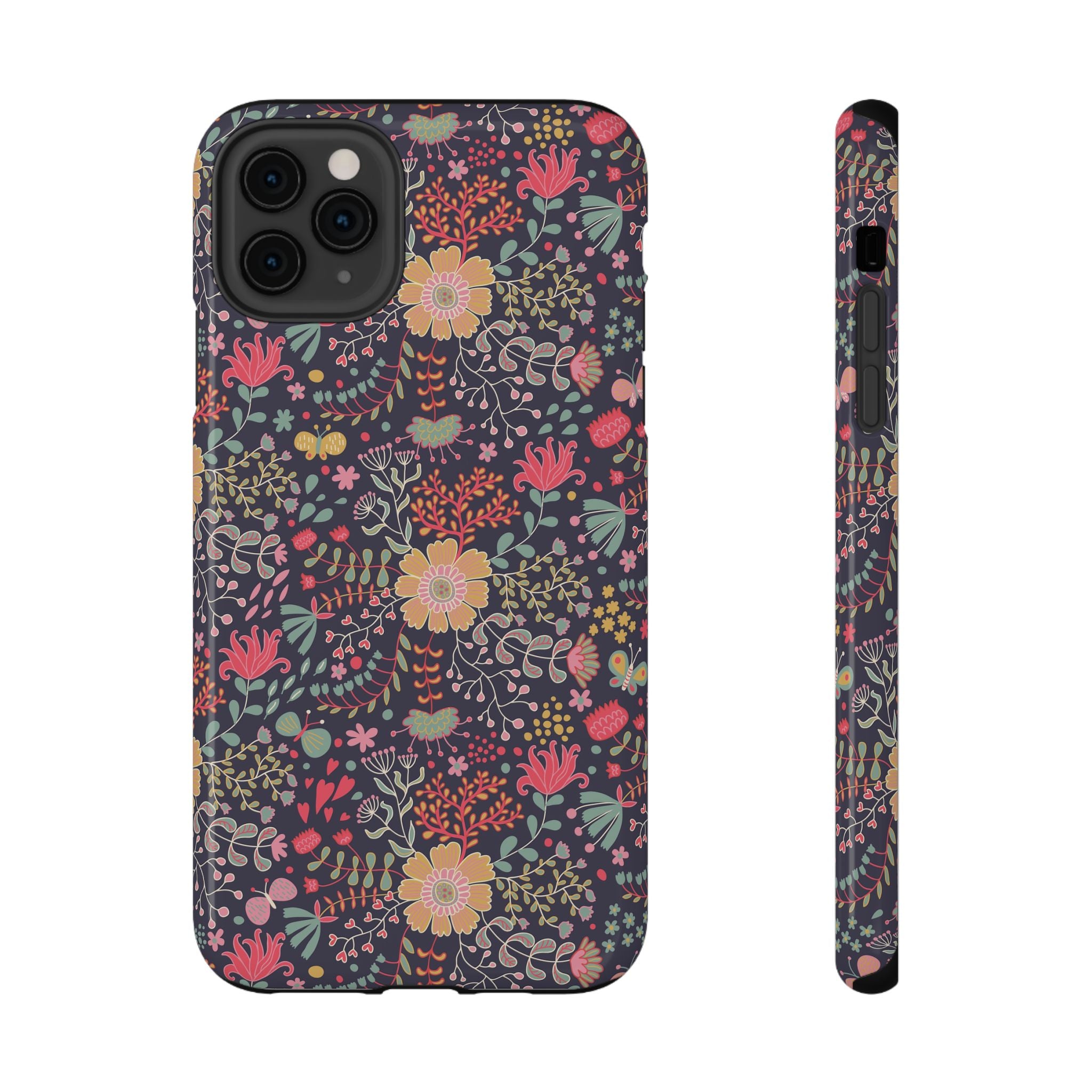 Floral Pattern Impact-Resistant Phone Case — Durable Protective Floral iPhone Cover