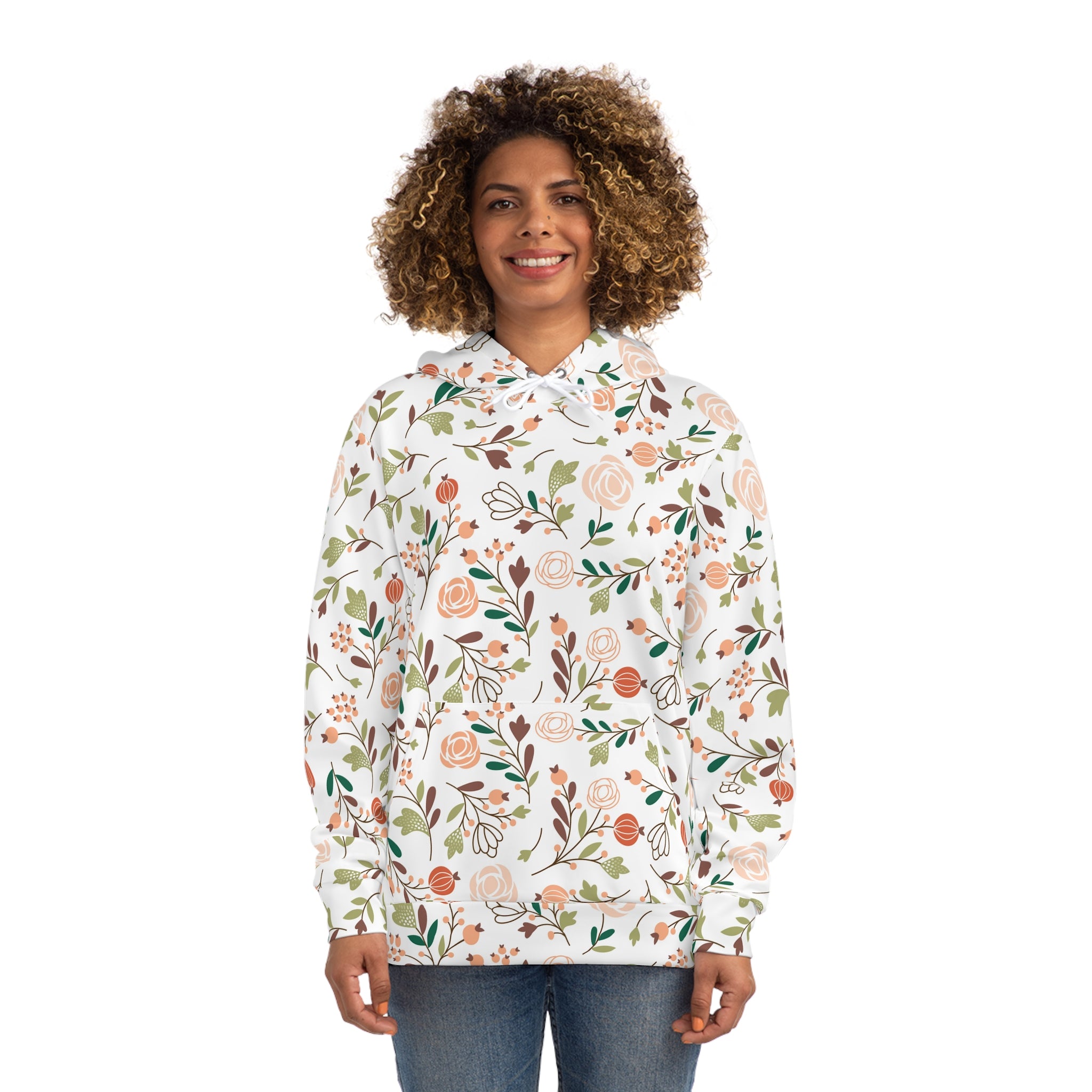 Floral All-Over Print Hoodie — Vintage Rose Botanical Pattern