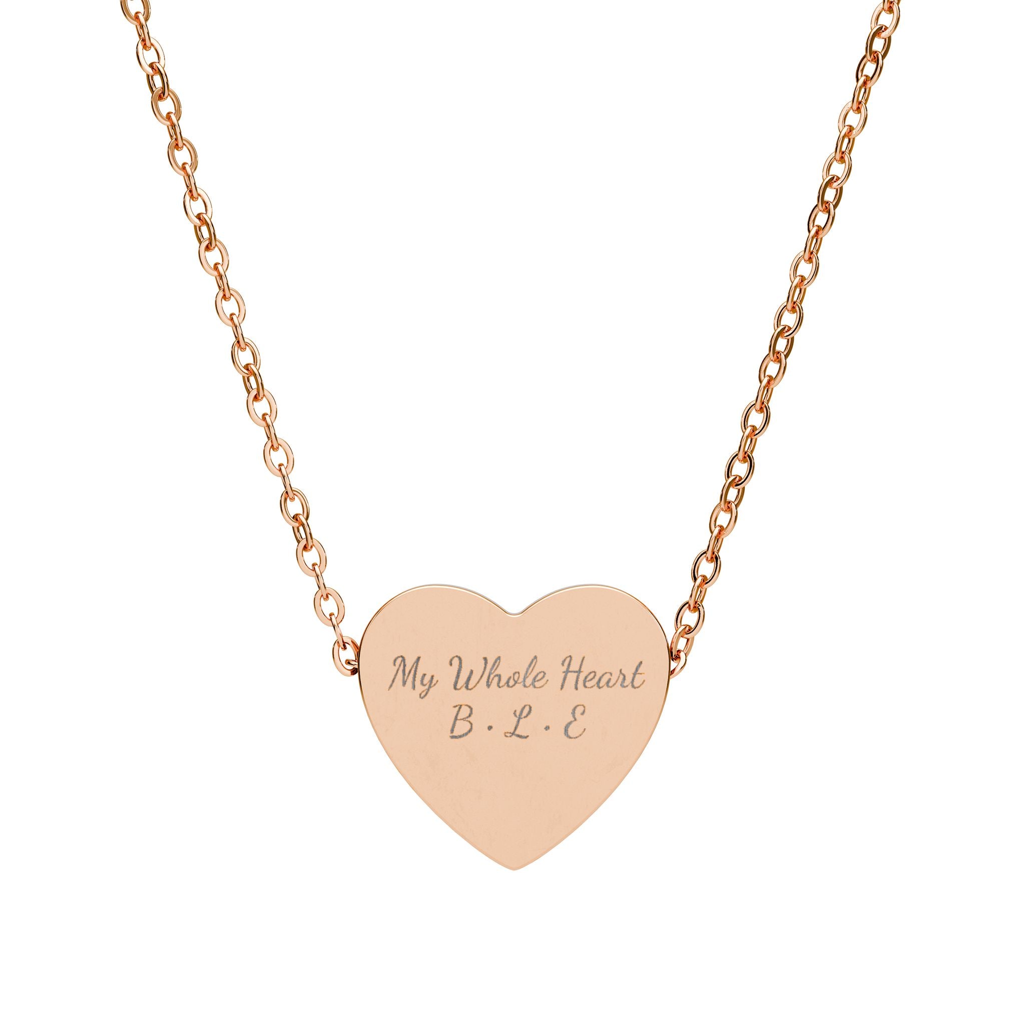 Engravable Heart Necklace — Personalized Sterling & Rose Gold Pendant