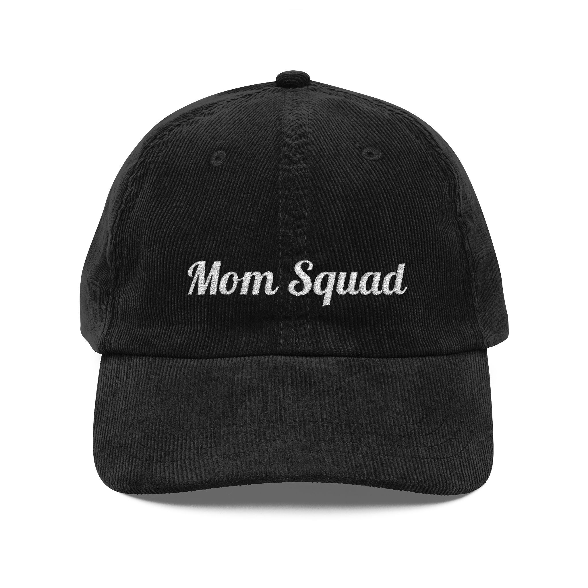 Mom Squad Vintage Corduroy Cap — Embroidered Rust Baseball Hat for Moms