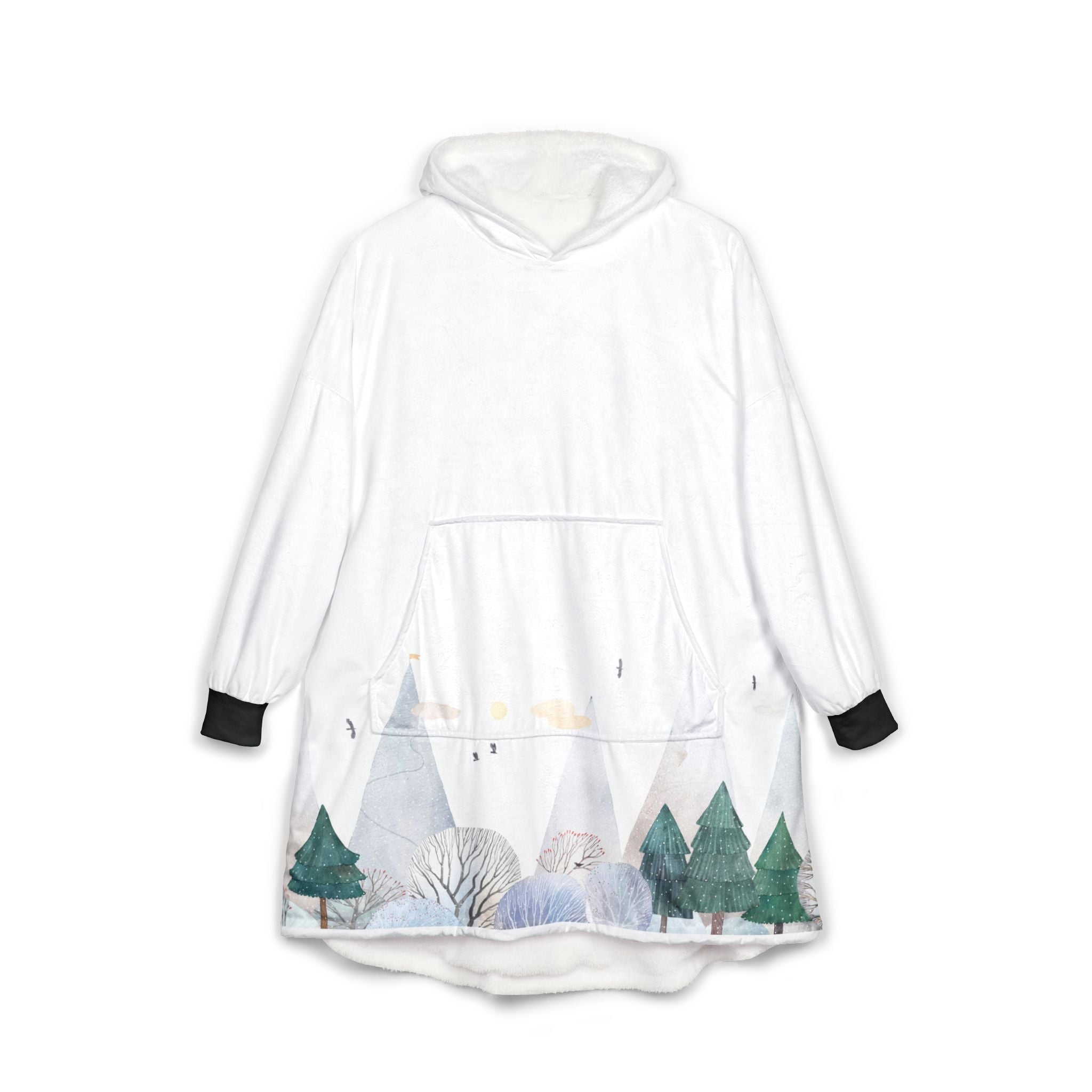 Hooded Blanket — Winter Woodland Scenic Sherpa Hoodie Blanket