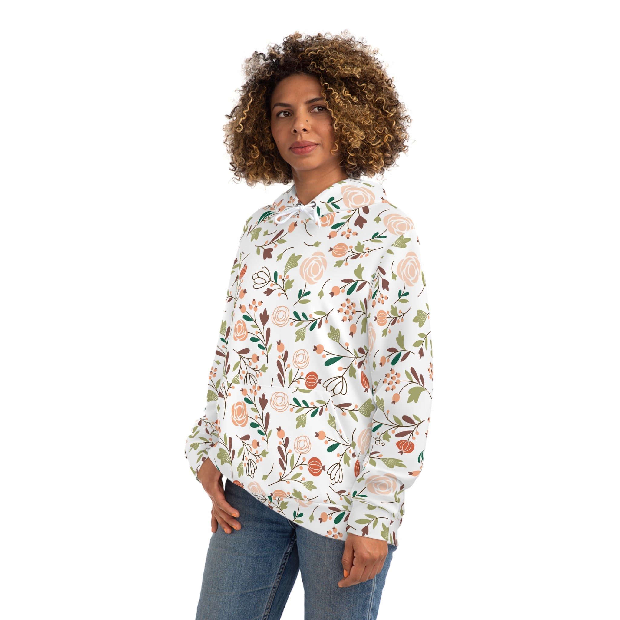 Floral All-Over Print Hoodie — Vintage Rose Botanical Pattern