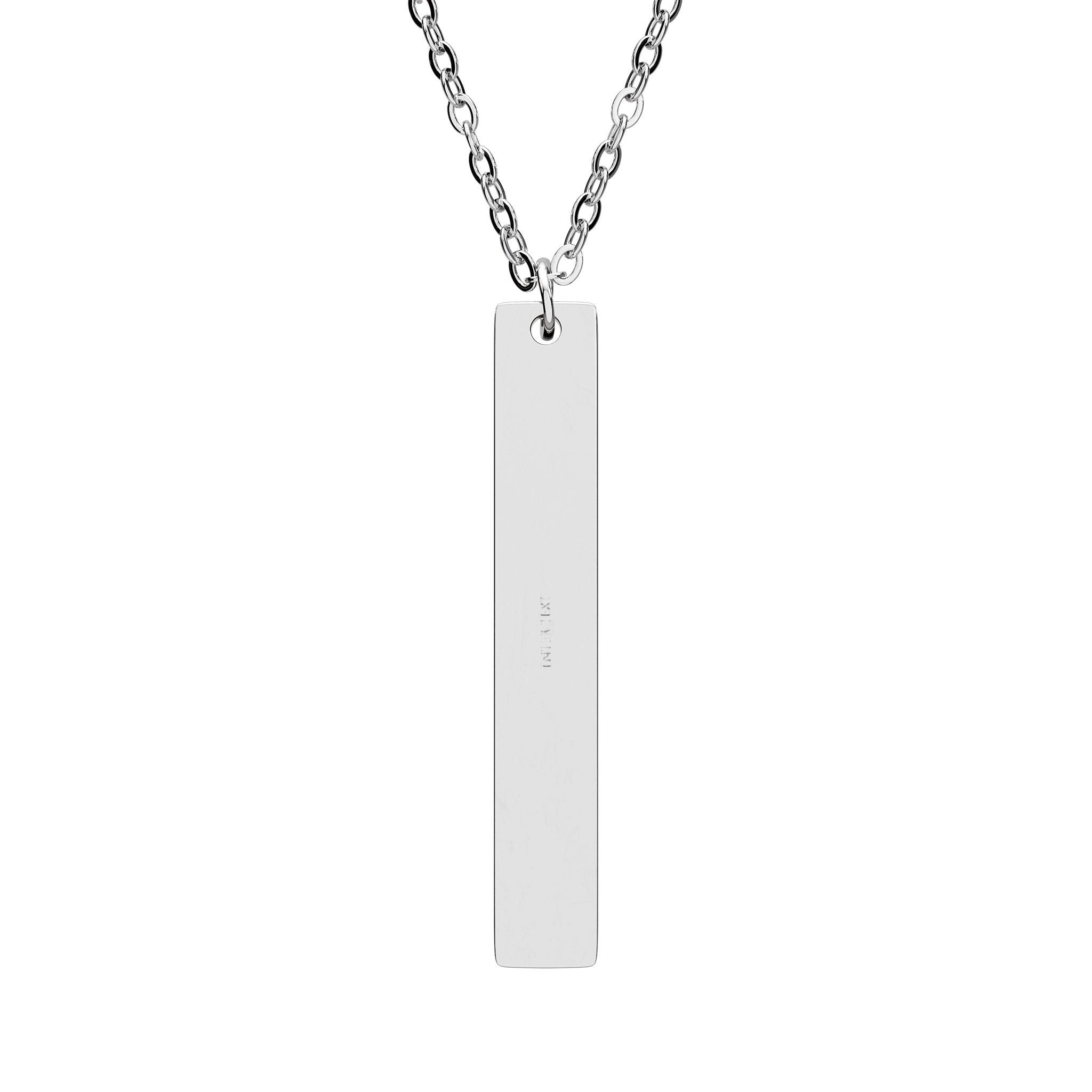 Engravable Vertical Bar Necklace — Personalized Stainless Steel Pendant (Silver or Rose Gold)
