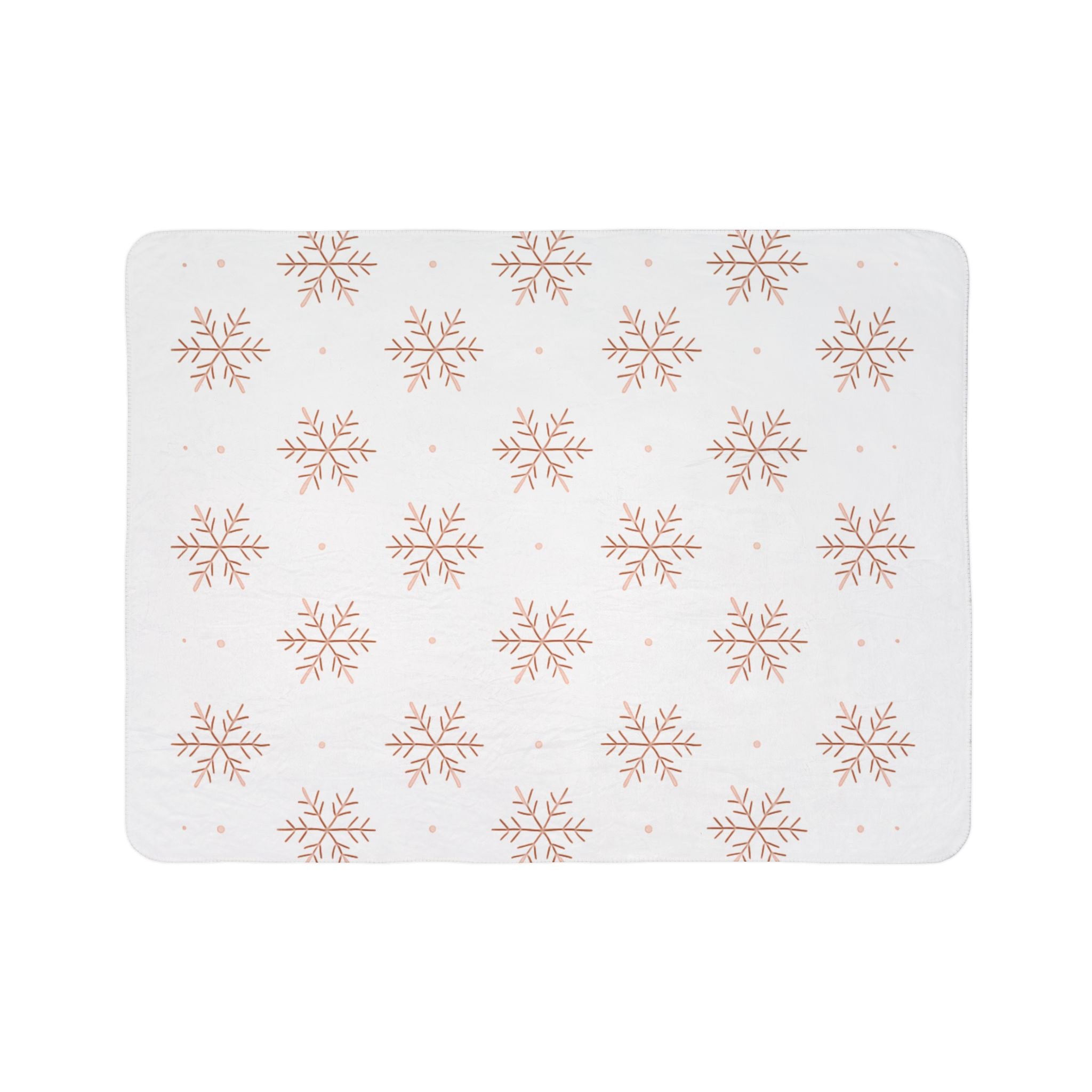 Rose Gold Snowflake Fleece Sherpa Blanket — Cozy Winter Throw for Home & Holiday Gift